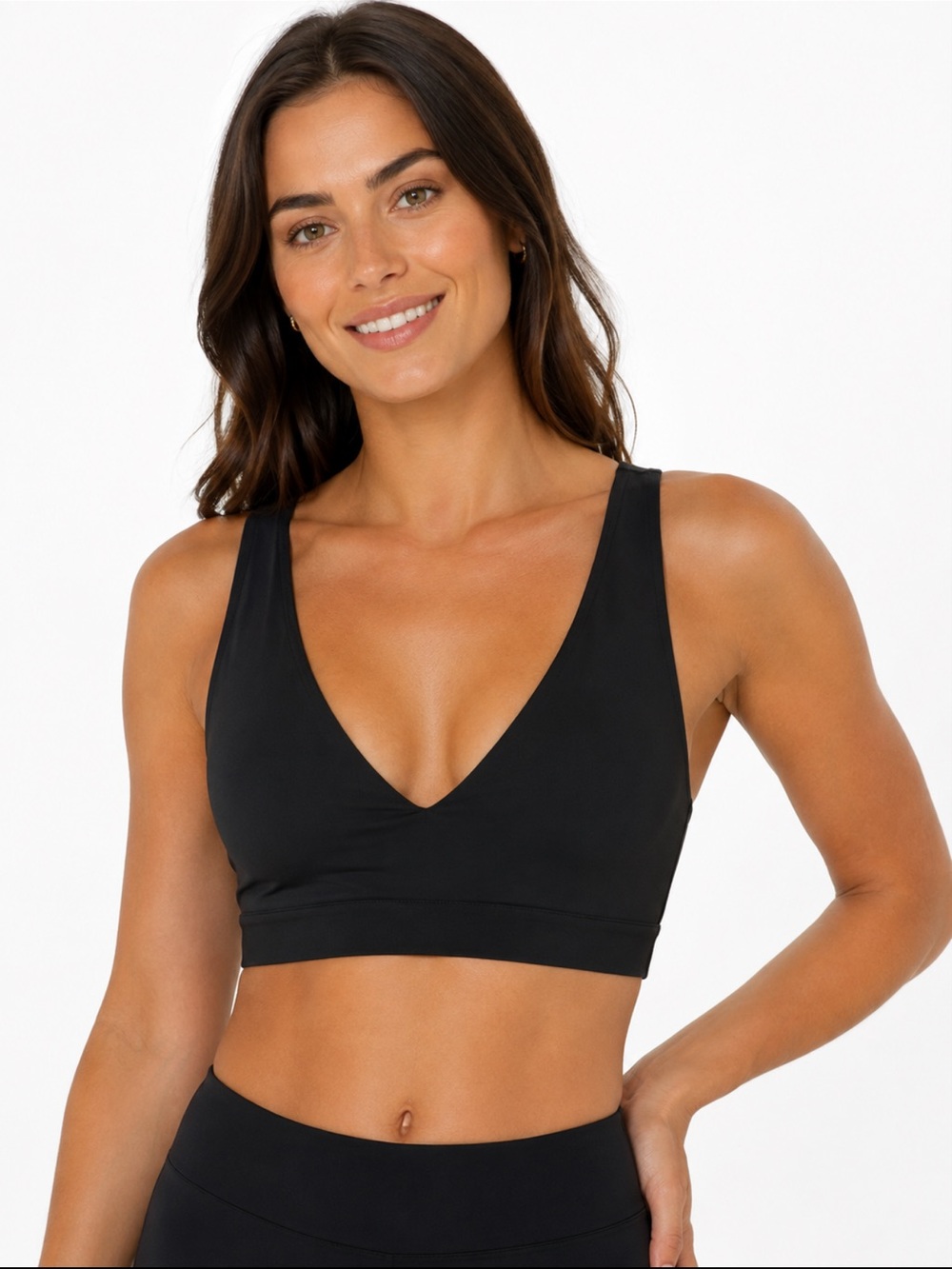 Fabletics Black Deep V Neck Sports Bra 2XL Plus Size Activewear